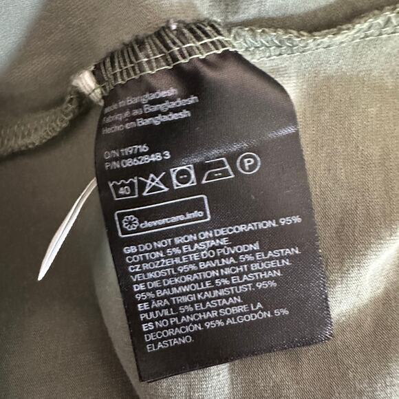 H&M Basic Tank Top Girls 16/18 Green Knotted Hem Cropped Palm Tree Embroidered - Picture 8 of 9